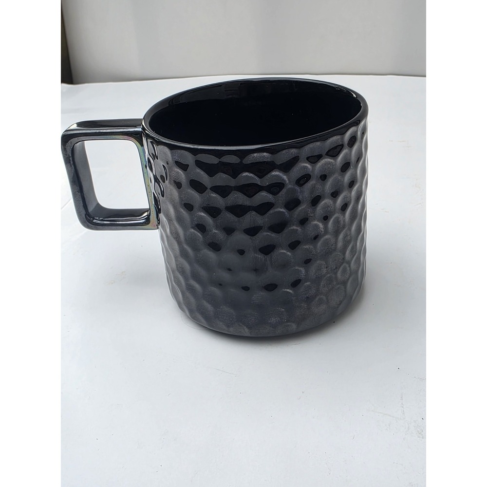 Starbucks Hammered Black Shiny Dimpled Ceramic Coffee Mug 12oz 2019 Thailand